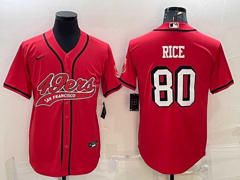 Mens San Francisco 49ers #80 Jerry Rice Red Color Rush With Patch Cool Base Stitched Baseball Jersey